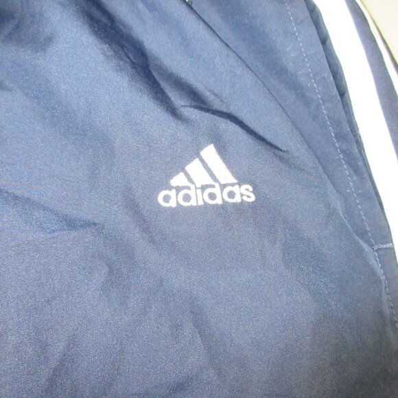 Vintage Y2K adidas womens navy mesh lined striped windbreaker pants Mx30 - Picture 4 of 9